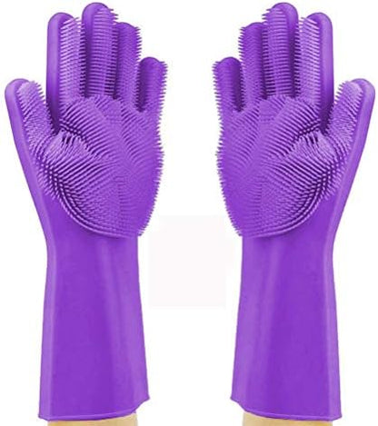 Silicone Dishwashing Gloves, Pet Grooming Rubber Scrubbing - Image 2