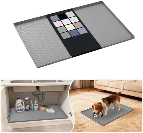 URMONA Waterproof Silicone Under Sink Mat, 28 x 22 in, Flexible Shelf Liner by URMONA