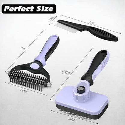Professional 3PCS Self Cleaning Slicker Brush & Pet Grooming Rake & Flea Comb - Image 7