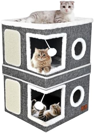 2-Story Cat House for Indoor Cats, Dual-Purpose Cave Bed by Unknown