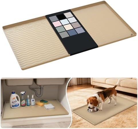 URMONA Waterproof Silicone Under Sink Mat, 34 x 19 in, Flexible Shelf Liner by URMONA