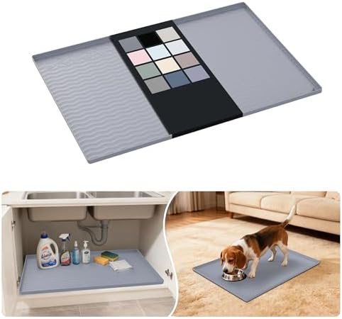 URMONA Waterproof Silicone Under Sink Mat, 28 x 22 in, Flexible Shelf Liner by URMONA