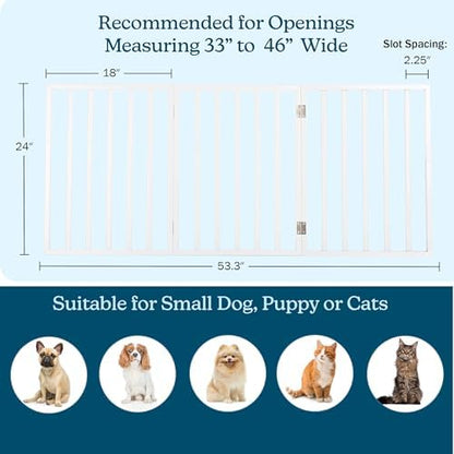 PETMAKER Pet Gate, 3 Panel Freestanding Dog Gate Indoor, 54” x 24” - Image 2