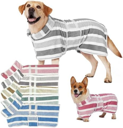 Dog Bathrobe, Quick-Dry Striped Drying Robe by DACIOMH