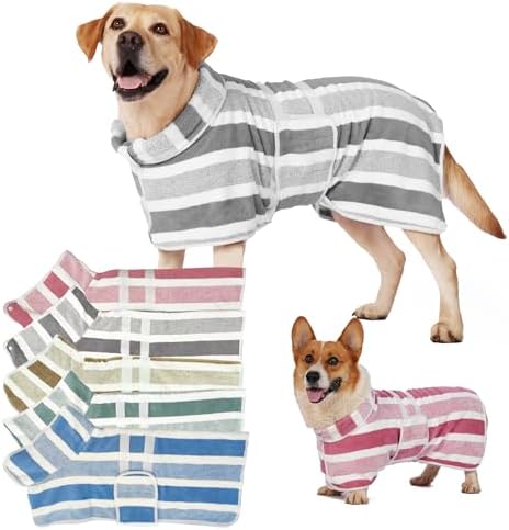 Dog Bathrobe, Quick-Dry Striped Drying Robe by DACIOMH