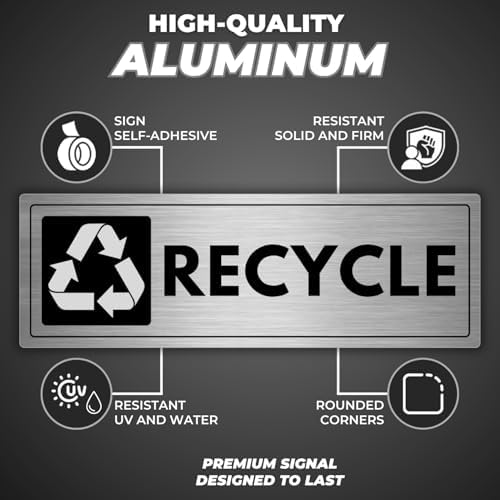Recycle Sign - 3x9 Inch - Aluminum - Recyclables Sorting Station - Image 2