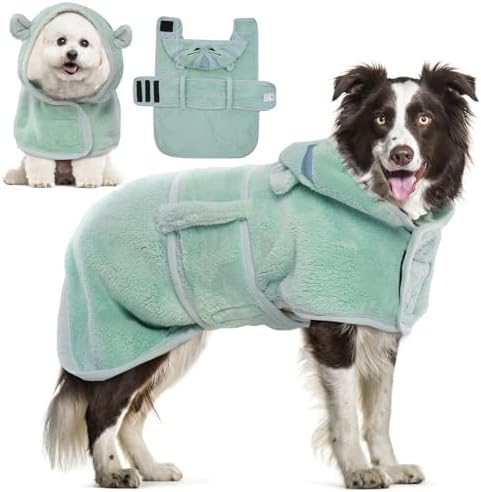 DENTRUN Dog Robes for After Bath Super Absorbent Fast Drying Coat by DENTRUN
