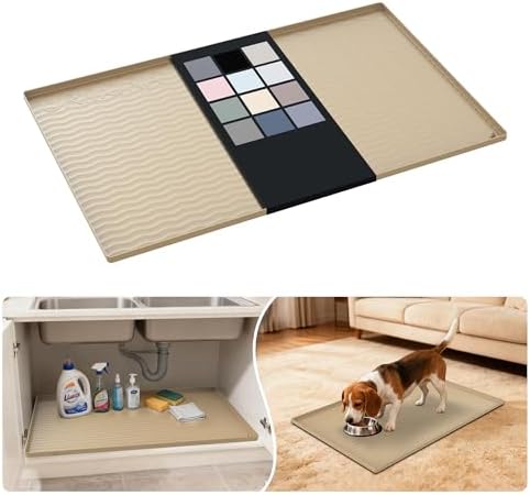 URMONA Waterproof Silicone Under Sink Mat, 34 x 22 in, Flexible Shelf Liner by URMONA