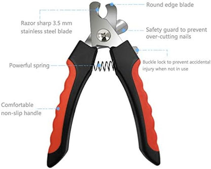 Pet Nail Clippers and Trimmers Set Safety Guard to Avoid Over Cutting Razor - Image 2
