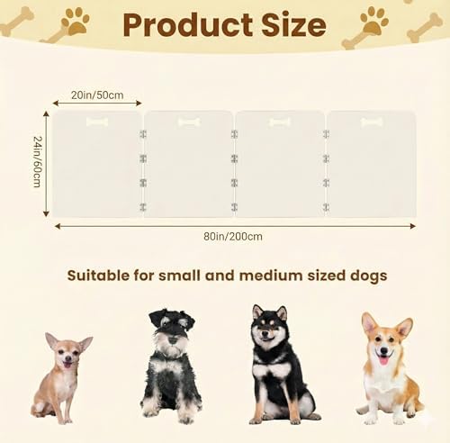 4-Panel Clear Acrylic Freestanding Dog Gate, Folding Pet Barrier - Image 4