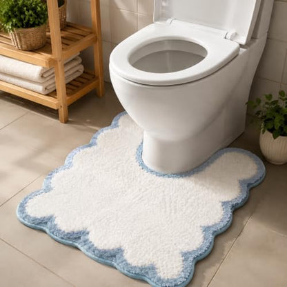 Coastal Decor Cute Blue U Shaped Toilet Mat by Casasphere