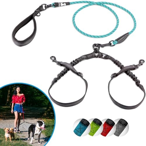 SparklyPets Double Dog Bungee Rope Leash by SparklyPets