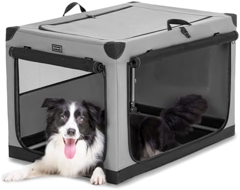 PETSFIT 36" Soft Portable Dog Crate – Patented Spiral Sturdy Frame, Collapsible by Petsfit