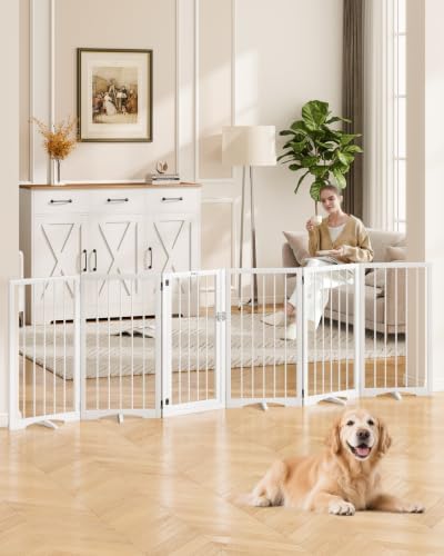 32" Extra Tall Free Standing Dog Gate Indoor, Foldable Pet Gate by Cideny