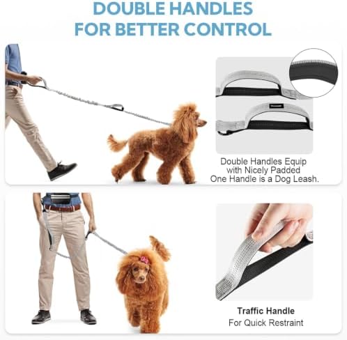 Hands Free Dog Leash with Pouch, Retractable Bungee with Double Padded Handles - Image 6