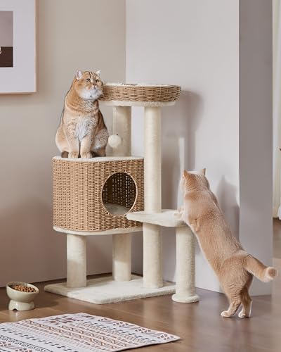 Yaheetech 36" Rattan Cat Tree by Yaheetech