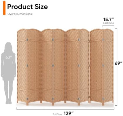 JOSTYLE Outdoor Privacy Screen 8-Panel Folding Room Divider Space Partition - Image 2