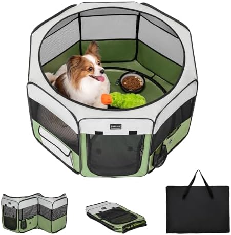 PETSFIT Portable Dog Playpen 29", Removable Waterproof Mat, Zippered Roof by Petsfit