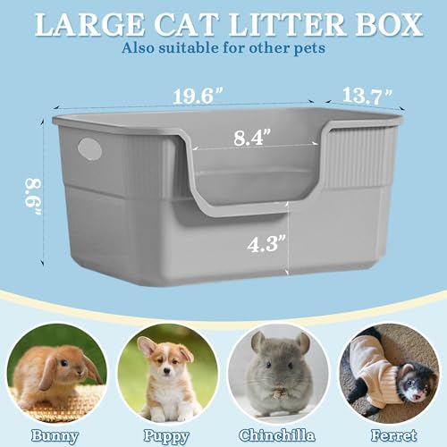 Low Entry Litter Box for Kittens & Senior Cat, High Sided Kitty Litter Boxes - Image 5