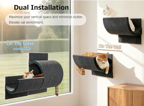 Cat Window Perch with Scratching Bed, Versatile Climbing Shelves Mounted by - Image 3