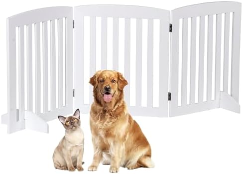 Freestanding Pet Dog Gate 24 Inch Foldable Dog Fence Indoor 3 Panel Extra Wide by NovaMicrodermabrasion