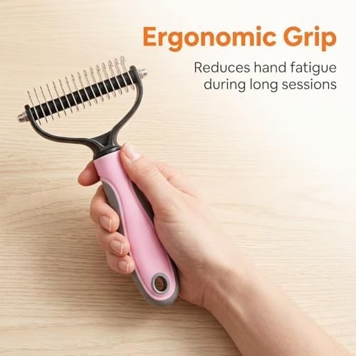 Pet Grooming Dematting Comb for Dogs & Cats, Double-Sided Undercoat Rake Brush - Image 7