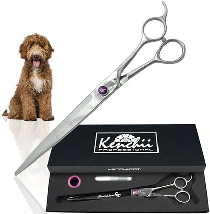 Kenchii Scorpion Dog Grooming Scissors 9in Straight, Micro-Serrated by Kenchii