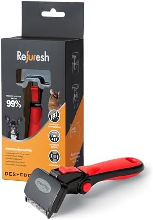 Deshedding Brush for Short/Medium-Hair Dogs & Cats | Deshedding Dog Brush for by Refuresh