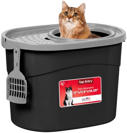 IRIS USA Top Entry Cat Litter Box, Hooded Privacy by IRISUSA