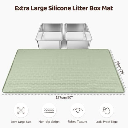 Silicone Cat Litter Mat for Litter Box 50”x35” Large Cat Mat - Image 2