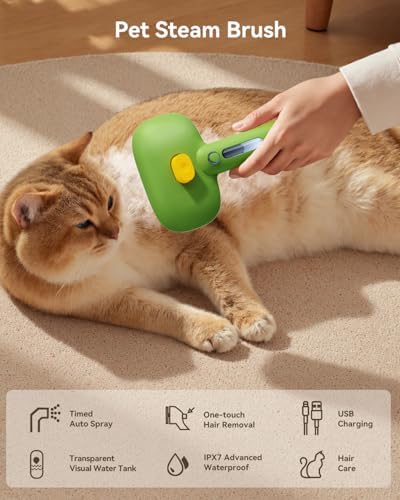ROJECO 3-in-1 Pet Steam Brush, Spray Hair Removal Detangling Comb - Image 2