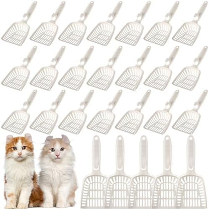 24 Pieces Cat Litter Scoop Bulk Plastic Long Handle White by Unknown