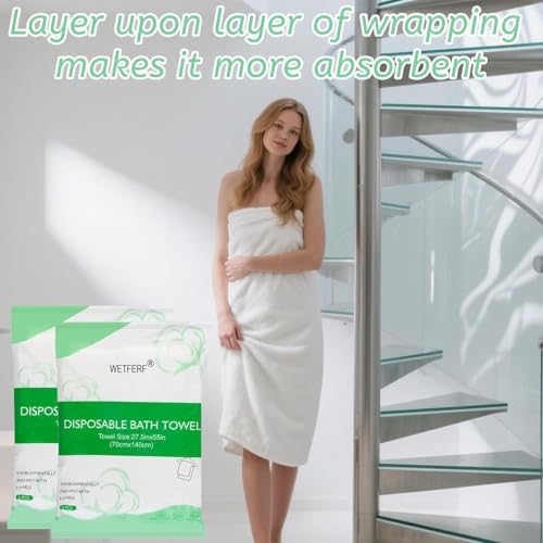 5 Pack Disposable Bath Towels Large 55"x27.5" Thick - Image 3