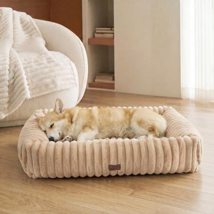 Bedsure ComfyFleece® Cute Dog Bed Medium Large Size Dog，33in Sandy Beige by BEDSURE