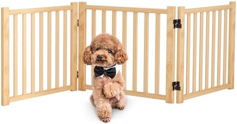 Wooden Freestanding Dog Gate Indoor by Oapety