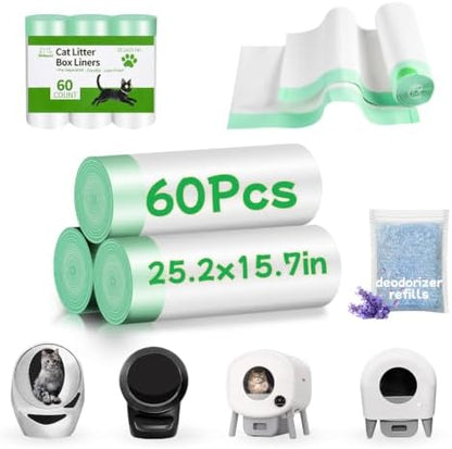 60 Count Cat Litter Box Liners for Automatic Litter Box, Pre-Separated by Nidkoud