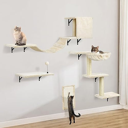 Cat Wall Shelves, Space-Saving Wall-Mounted Cat Climbing Set by Unknown