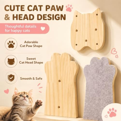 Tlence 3 Pack Cat Wall Shelves for Cats Steps, Wall Mounted Floating Cat - Image 4