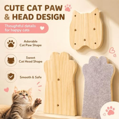Tlence 3 Pack Cat Wall Shelves for Cats Steps, Wall Mounted Floating Cat - Image 4