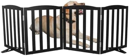 Freestanding Dog Gate Indoor, Doggie Gate Foldable Pet Gates by SFJC