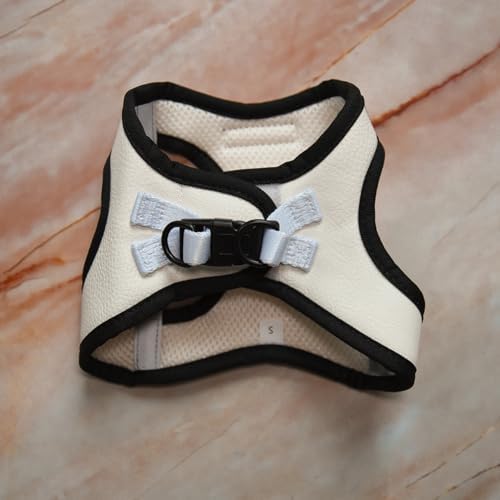 White Black Trim Step-in Dog Harness Vegan Leather Classic Style Reflective - Image 2
