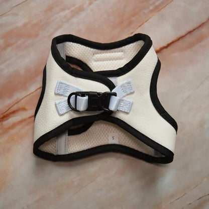White Black Trim Step-in Dog Harness Vegan Leather Classic Style Reflective - Image 2
