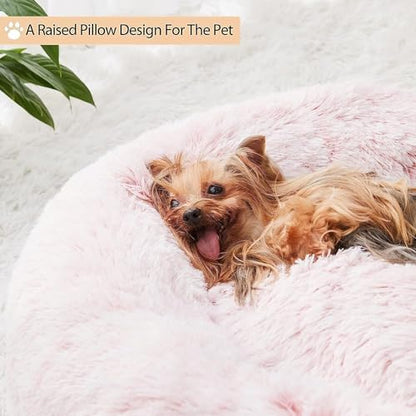 WNPETHOME Large Pink Round Calming Dog Bed Cat Bed - Image 4