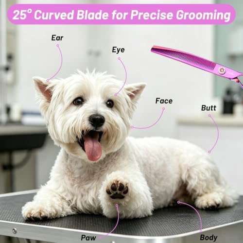 7.5inch Curved Thinner Dog Grooming Scissors, 56 Teeth Shears - Image 3