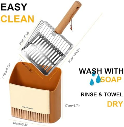 Cat Litter Scoop with Holder, Heavy Duty Stainless Steel Kitty Scooper - Image 2