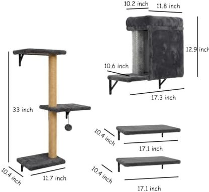 Cat Climbing Wall Systems with Scratching Post & Massager Groomer - Image 3