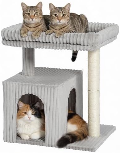22.8" Cat Tree for Large Cat, 20.9 * 15.7in Large Perch Light Gray by KinoTail