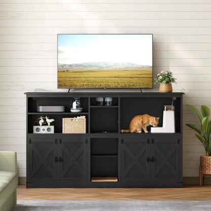 Hzuaneri Double cat Litter Box Enclosure, Cat Cabinet - Image 3
