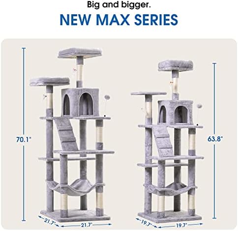 MWPO 70.1-Inch Large Cat Tree, Plush Cat Condo - Image 3
