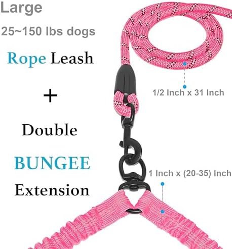 iYoShop Double Dog Leash, 360° Swivel, No Tangle, 25-150 lbs - Image 2